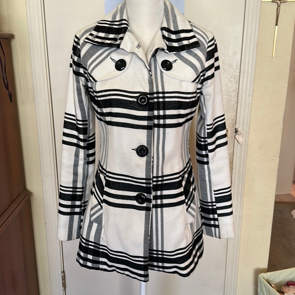 Black and white plaid coat